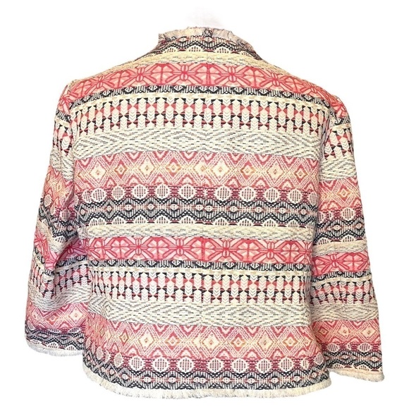 TAHARI by Arthur S Levine Bohemian Print Fringe Open Front Jacket Blazer - Picture 9 of 12